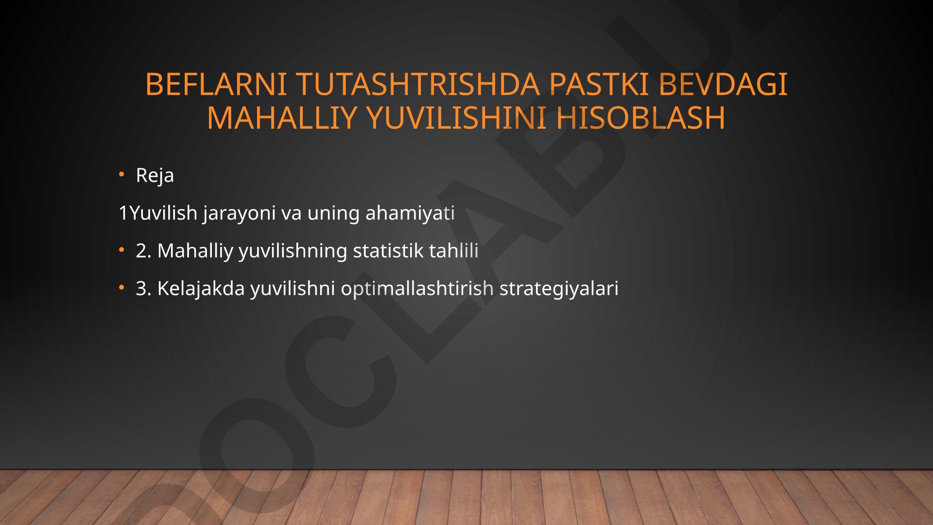 Pastki bevdagi mahalliy yuvilishni hisoblash va optimallashtirish