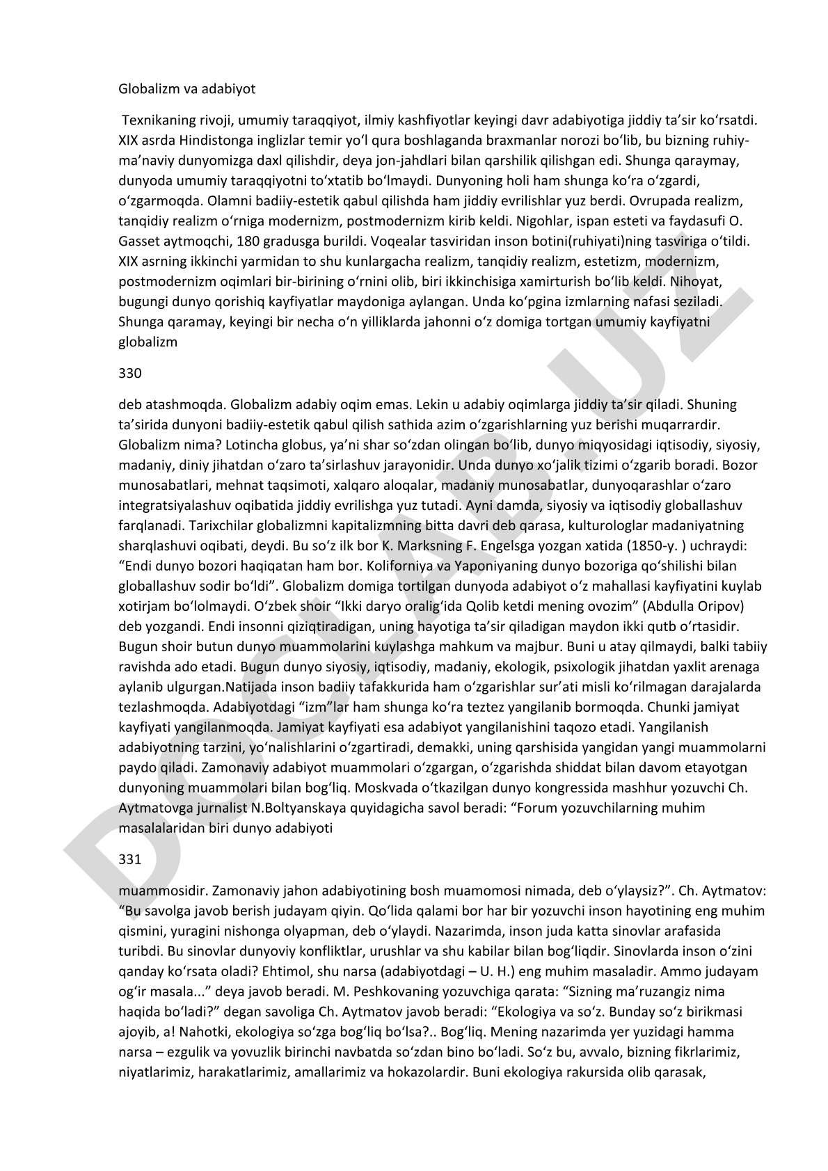 Globalizm va adabiyot