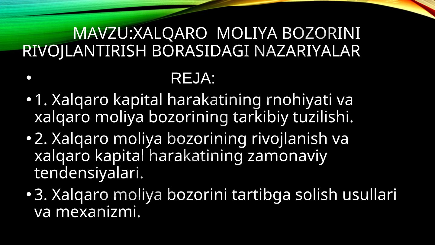 Xalqaro moliya bozorini rivojlantirish borasidagi nazariyalar