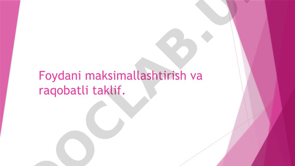 Raqobatlashgan bozor iqtisodiyoti va daromadlar