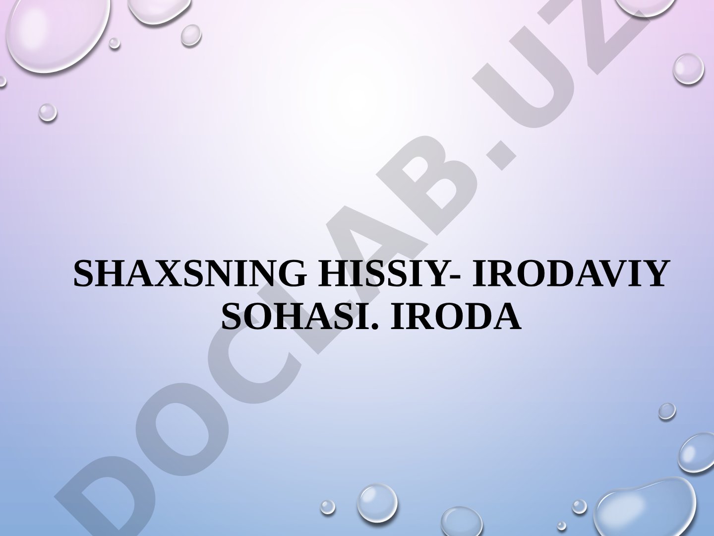 Shaxsning hissiy-irodaviy sohasi. Iroda