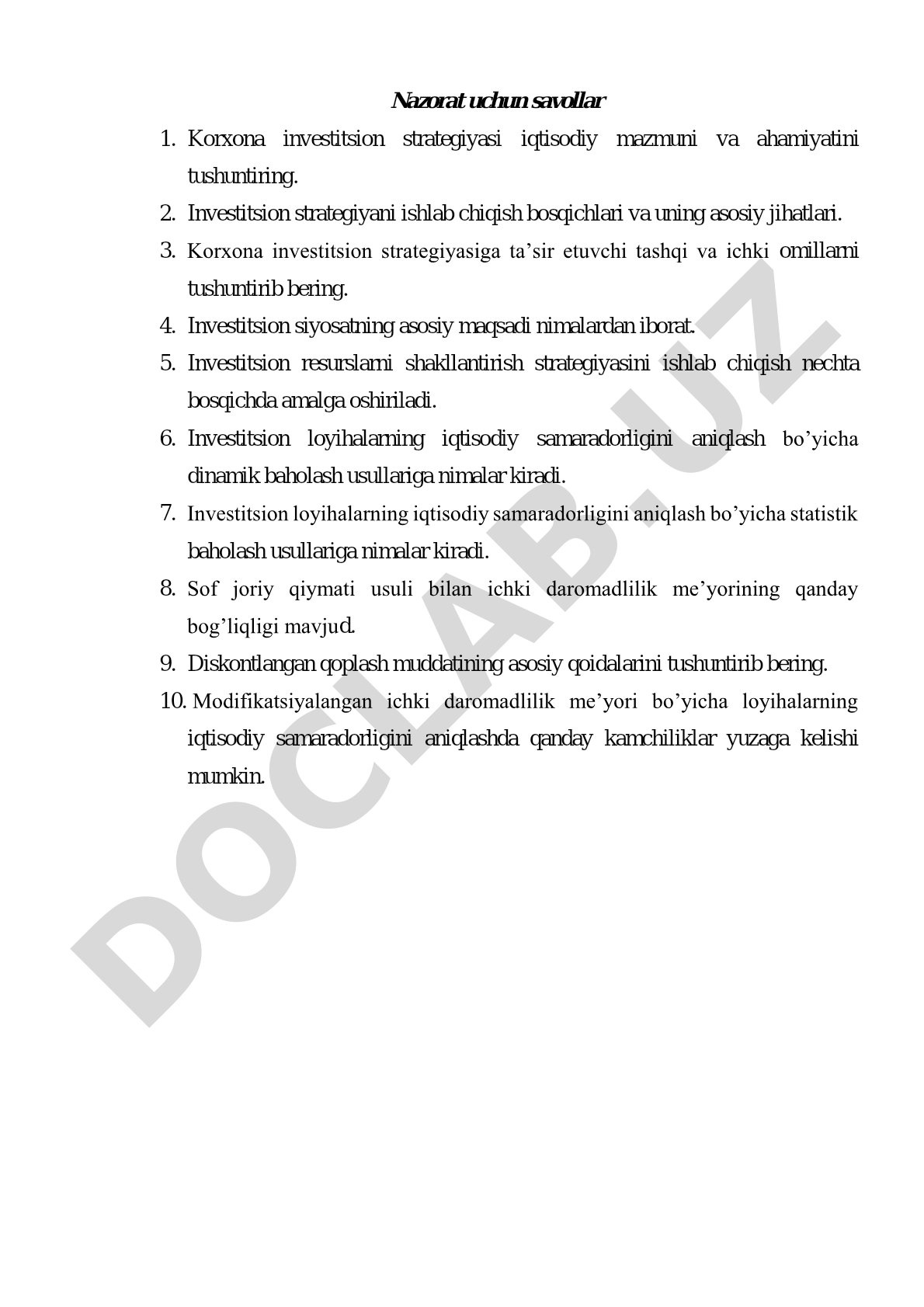 Korxona investitsion strategiyasi iqtisodiy mazmuni va ahamiyati