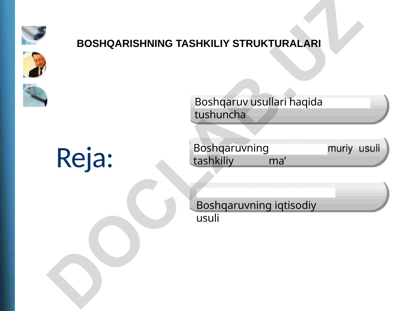 Boshqaruv usullari va tashkiliy strukturalar