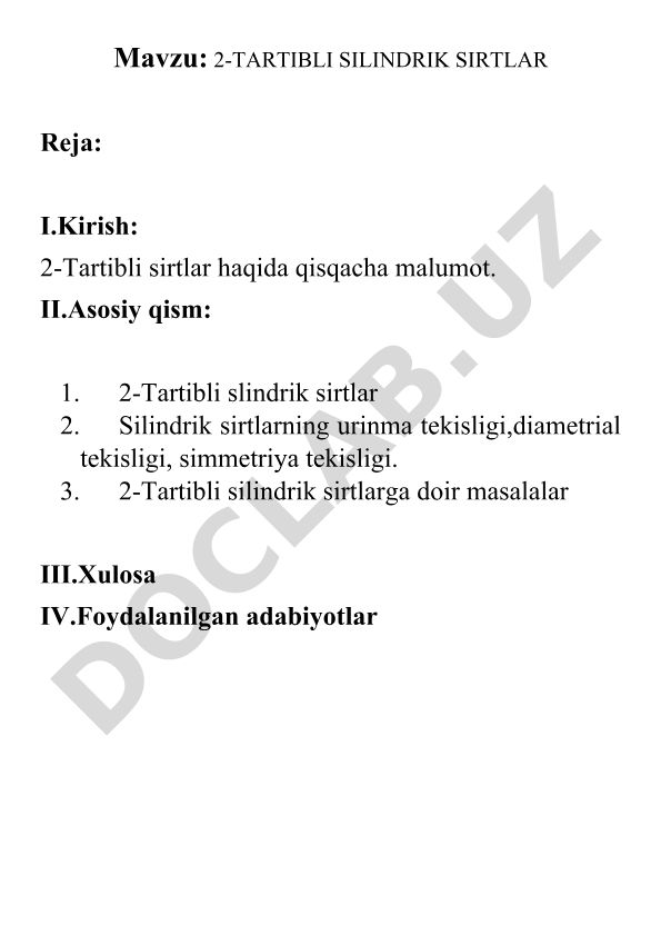 2-TARTIBLI SILINDRIK SIRTLAR