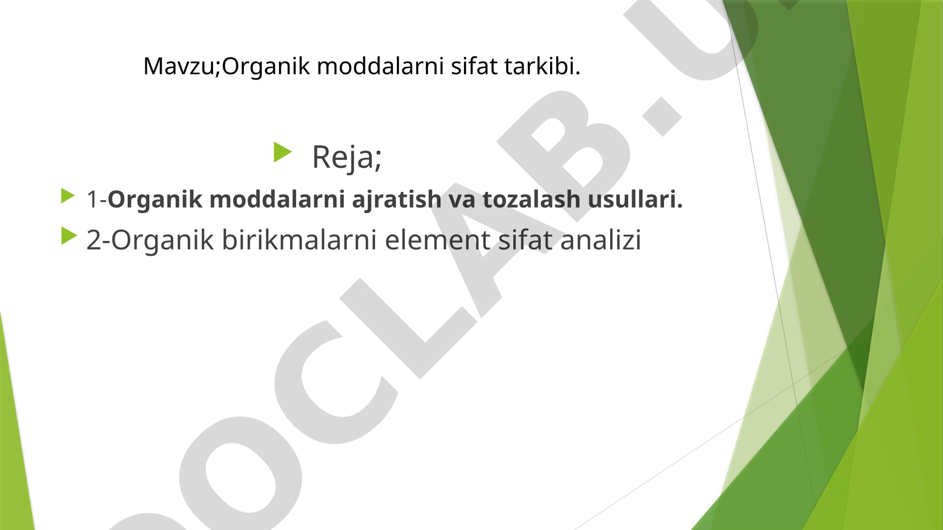 Organik moddalarni sifat tarkibi