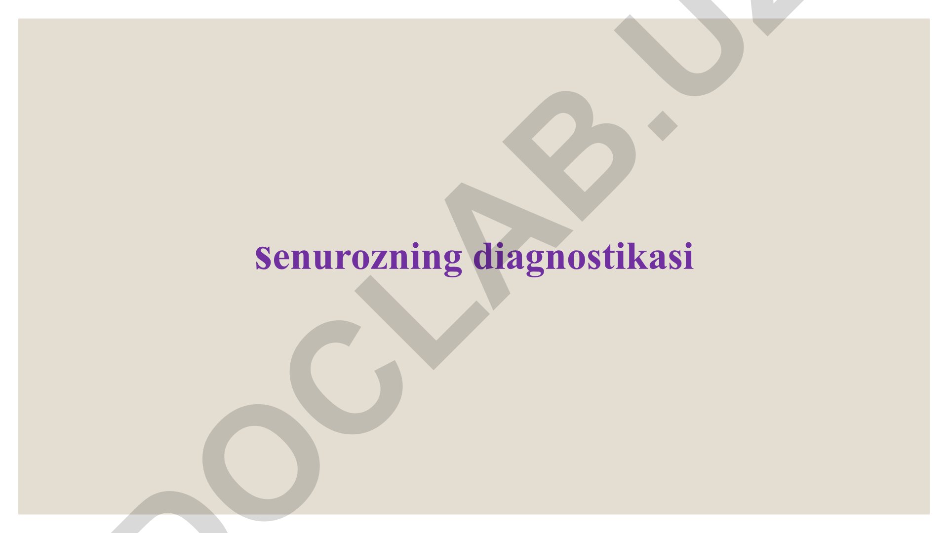 Senurozning diagnostikasi va sestodlarning sistematikasi