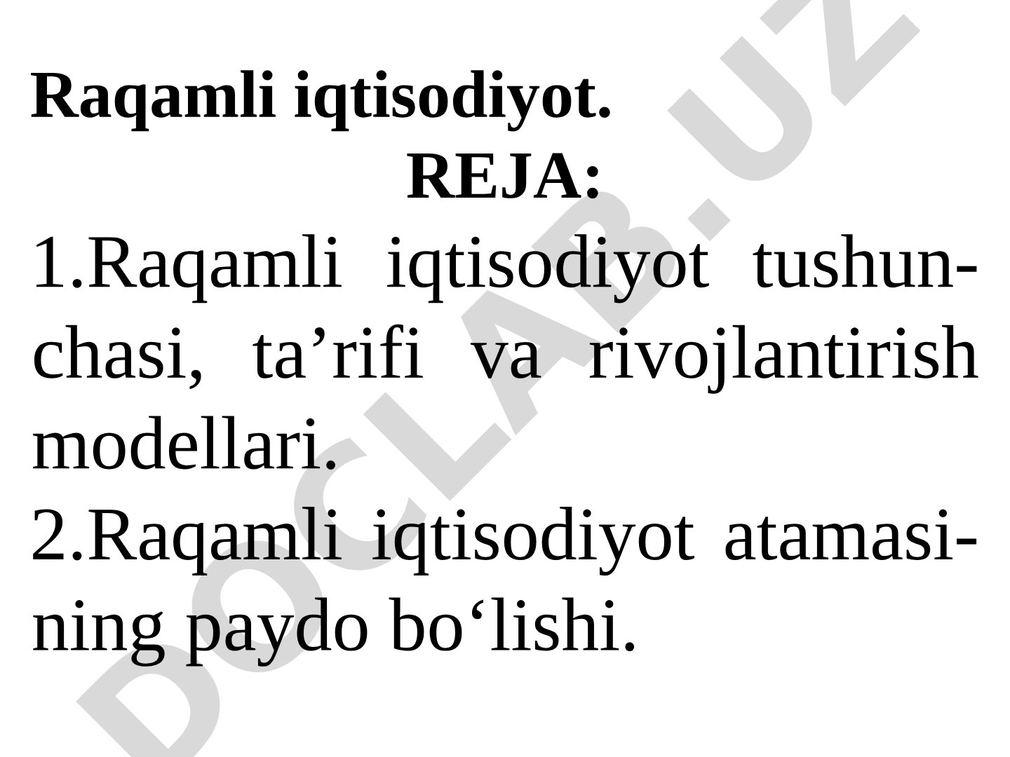 Raqamli iqtisodiyot tushunchasi, ta'rifi va rivojlantirish modellari