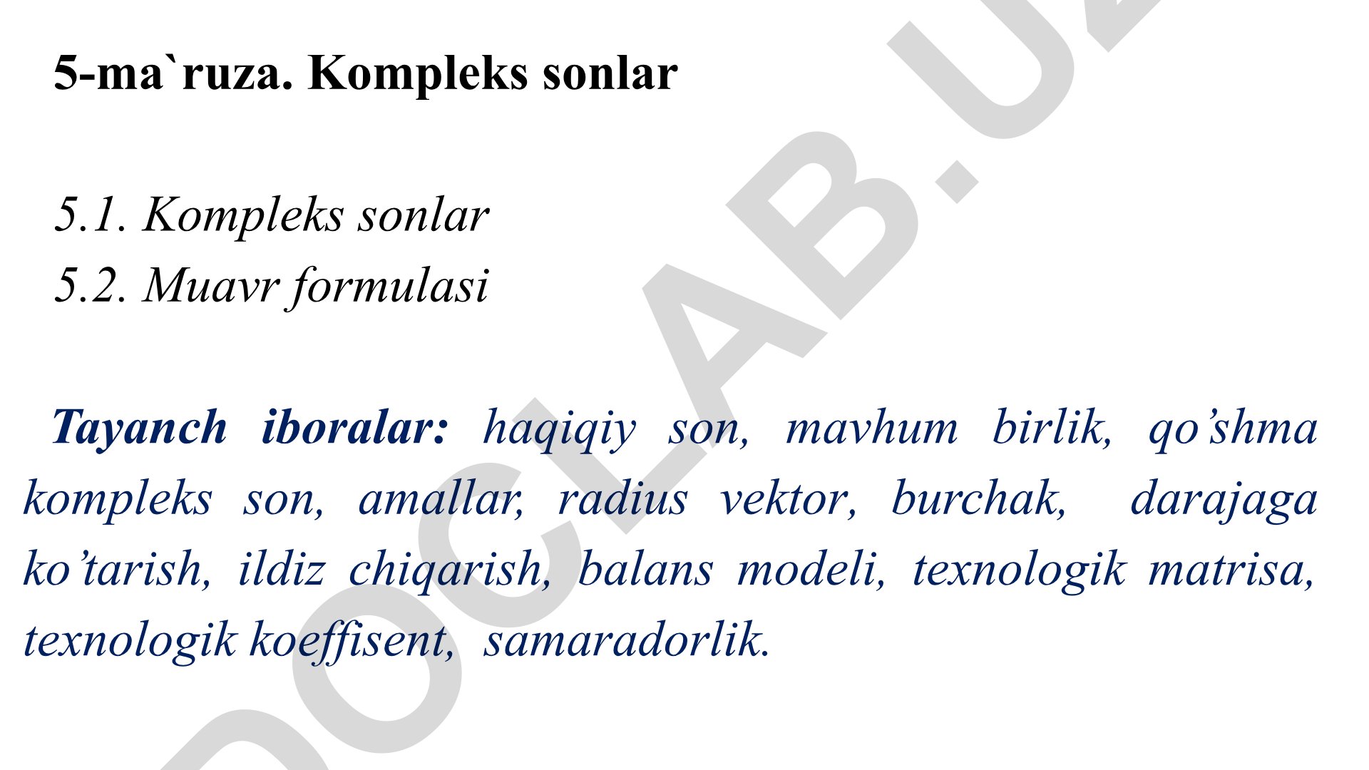 Kompleks sonlar va ularning trigonometrik ko'rinishi
