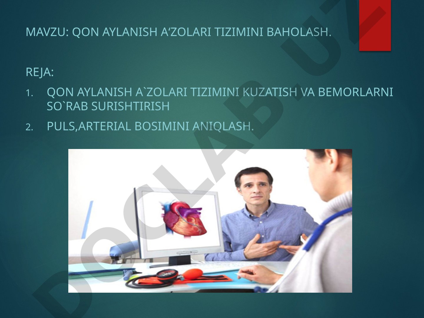 Qon aylanish a'zolari tizimini baholash