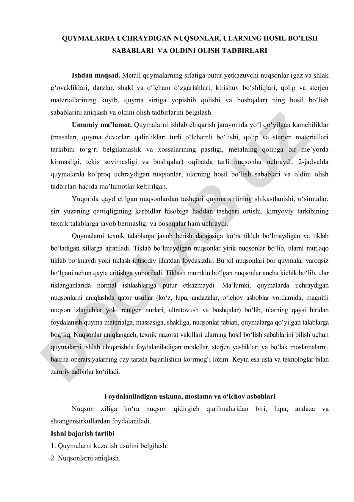 Quymalarda uchraydigan nuqsonlar, ularning sabablari va oldini olish tadbirlari