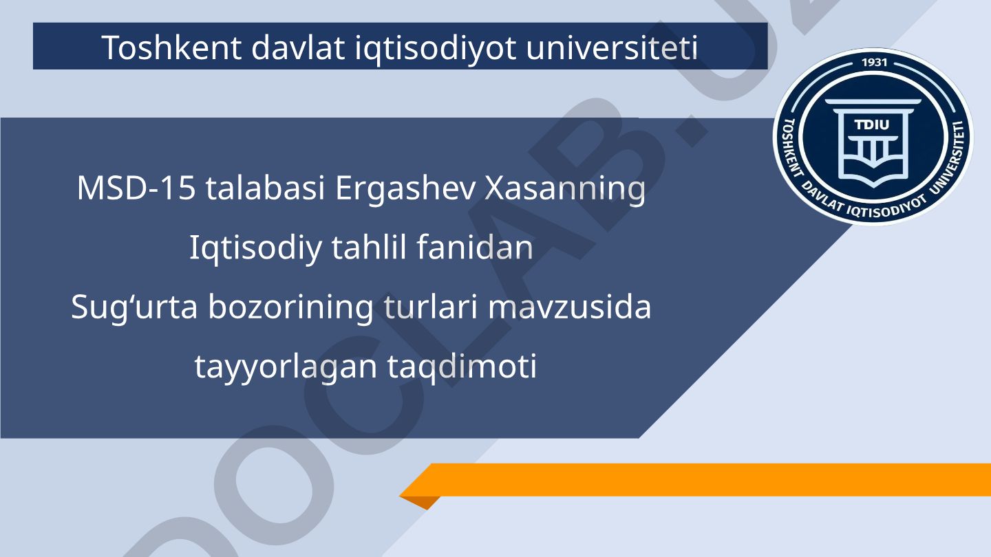 Sug‘urta bozorining turlari