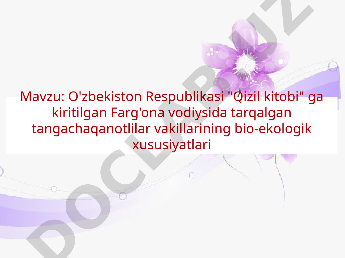 O'zbekiston Respublikasi 'Qizil kitobi' ga kiritilgan Farg'ona vodiysida tarqalgan tangachaqanotlilar vakillarining bio-ekologik xususiyatlari