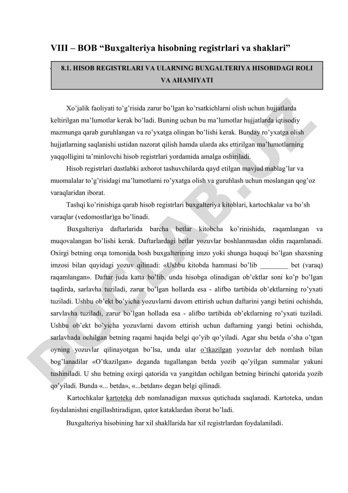 Buxgalteriya hisobining registrlari va shakllari