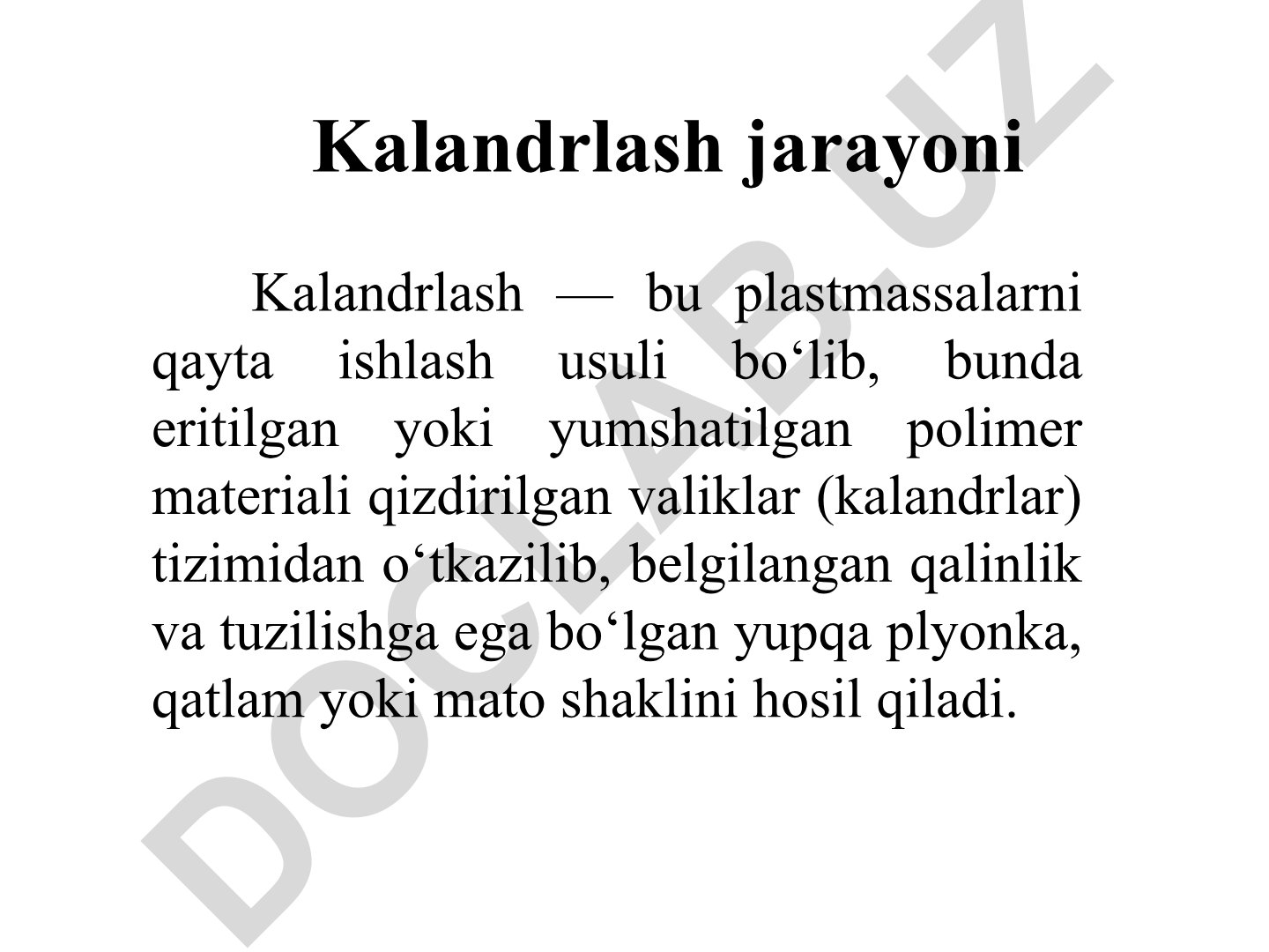 Kalandrlash jarayoni va plastmassalarni qayta ishlash