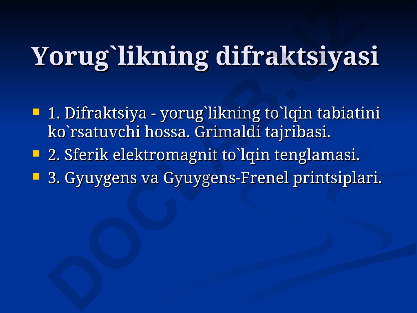 Yorug'likning difraktsiyasi va Grimaldi tajribasi