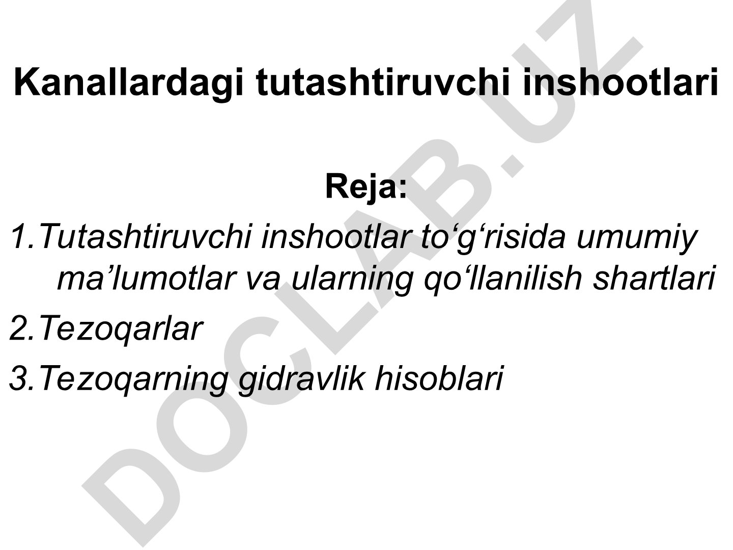 Kanallardagi tutashtiruvchi inshootlari