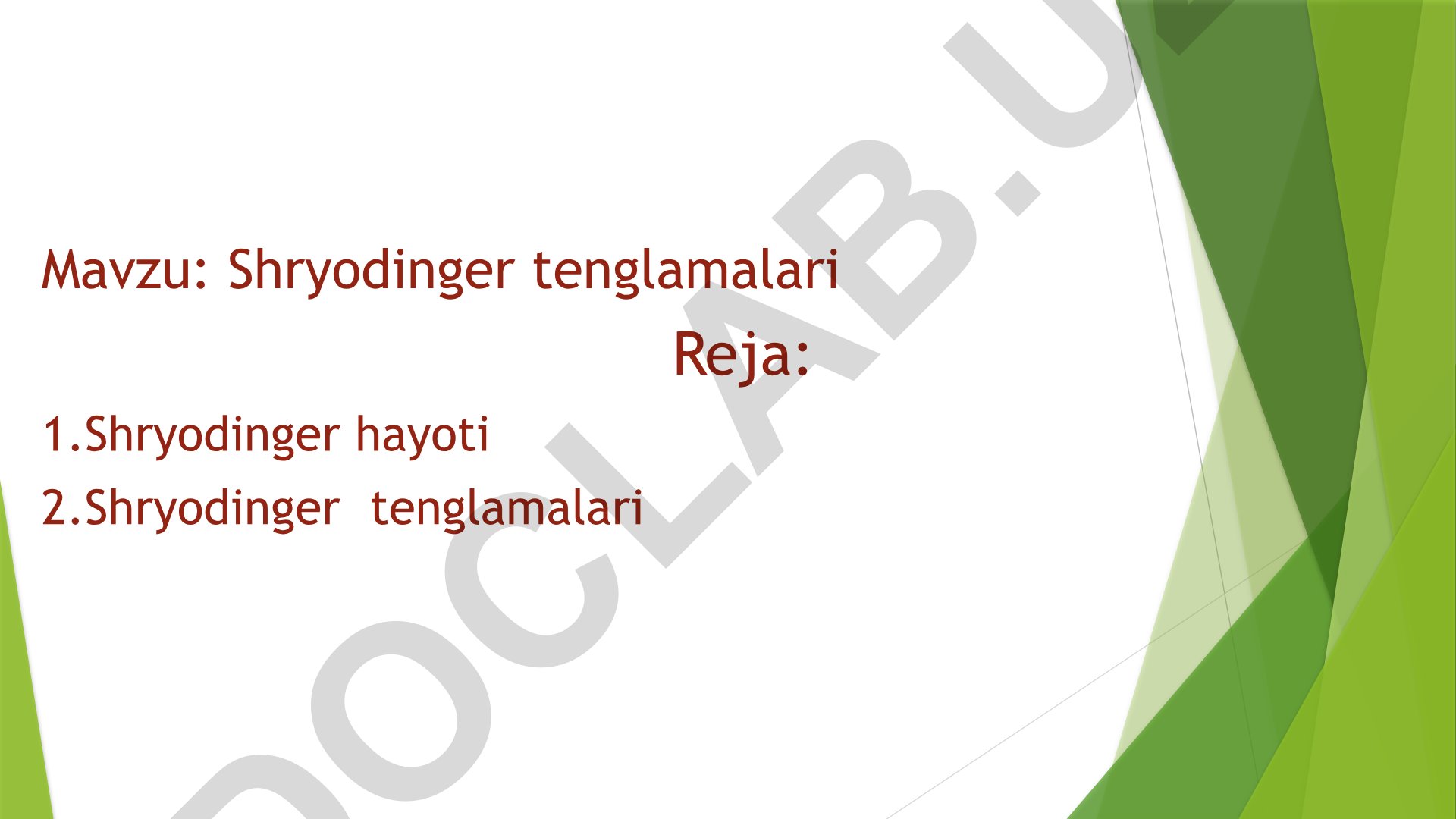 Shryodinger tenglamalari