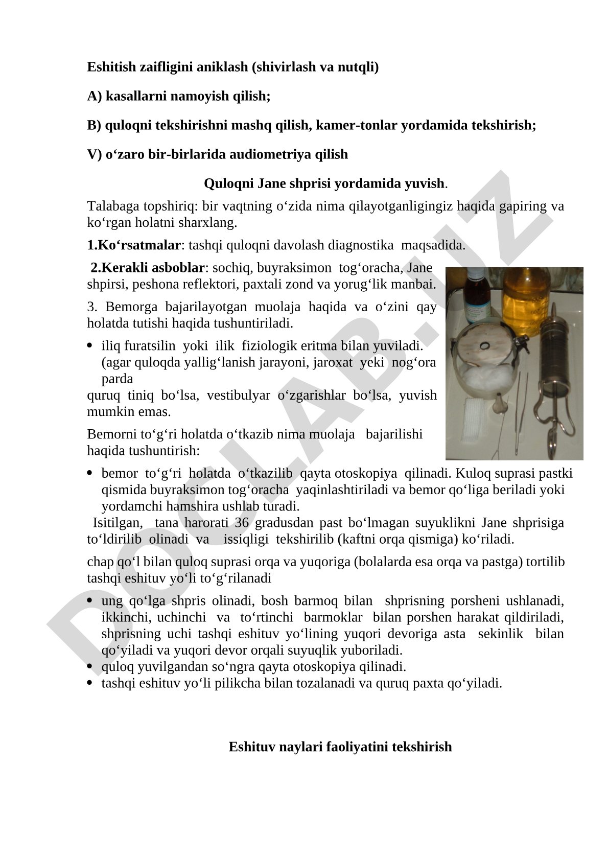 Quloqni Jane shprisi yordamida yuvish