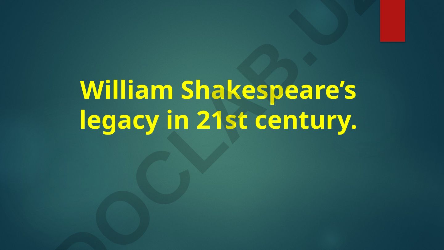 William Shakespeare's legacy in 21st century