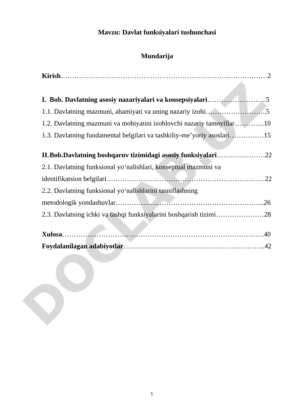 Davlat funksiyalari tushunchasi