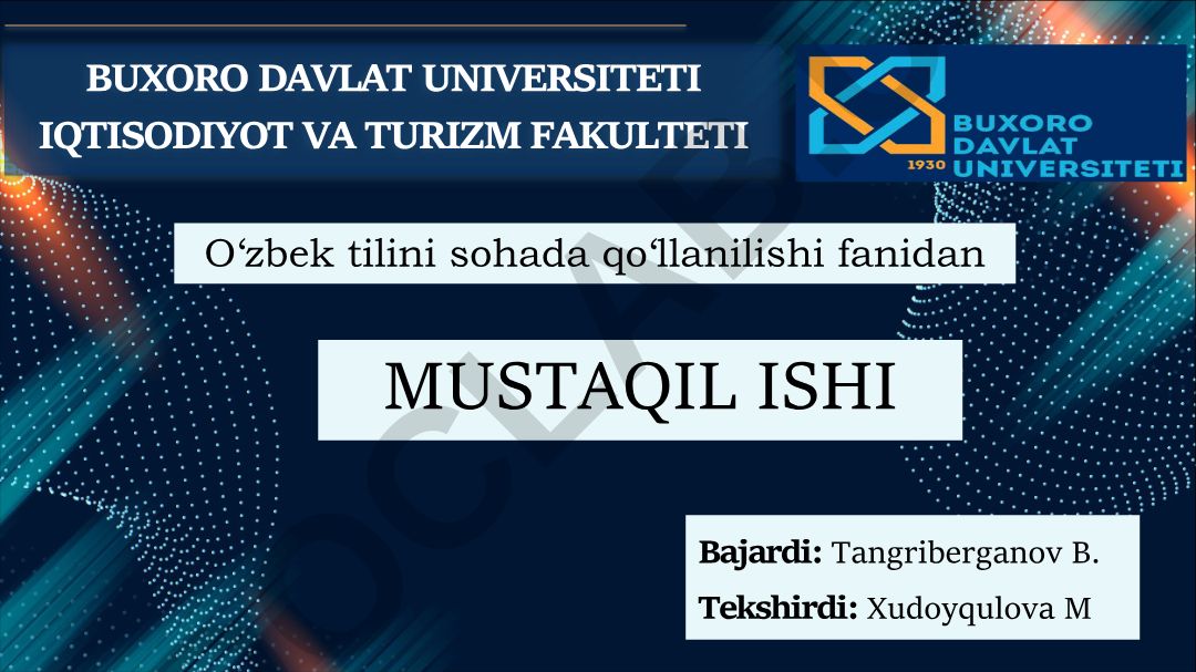 O‘zbek tilini sohada qo‘llanilishi