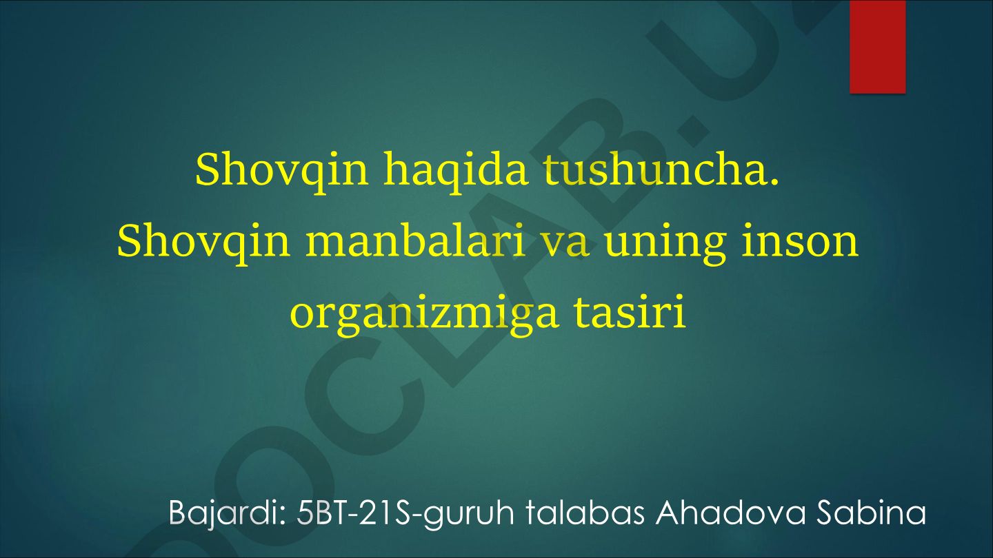 Shovqin haqida tushuncha, manbalari va inson organizmiga ta'siri