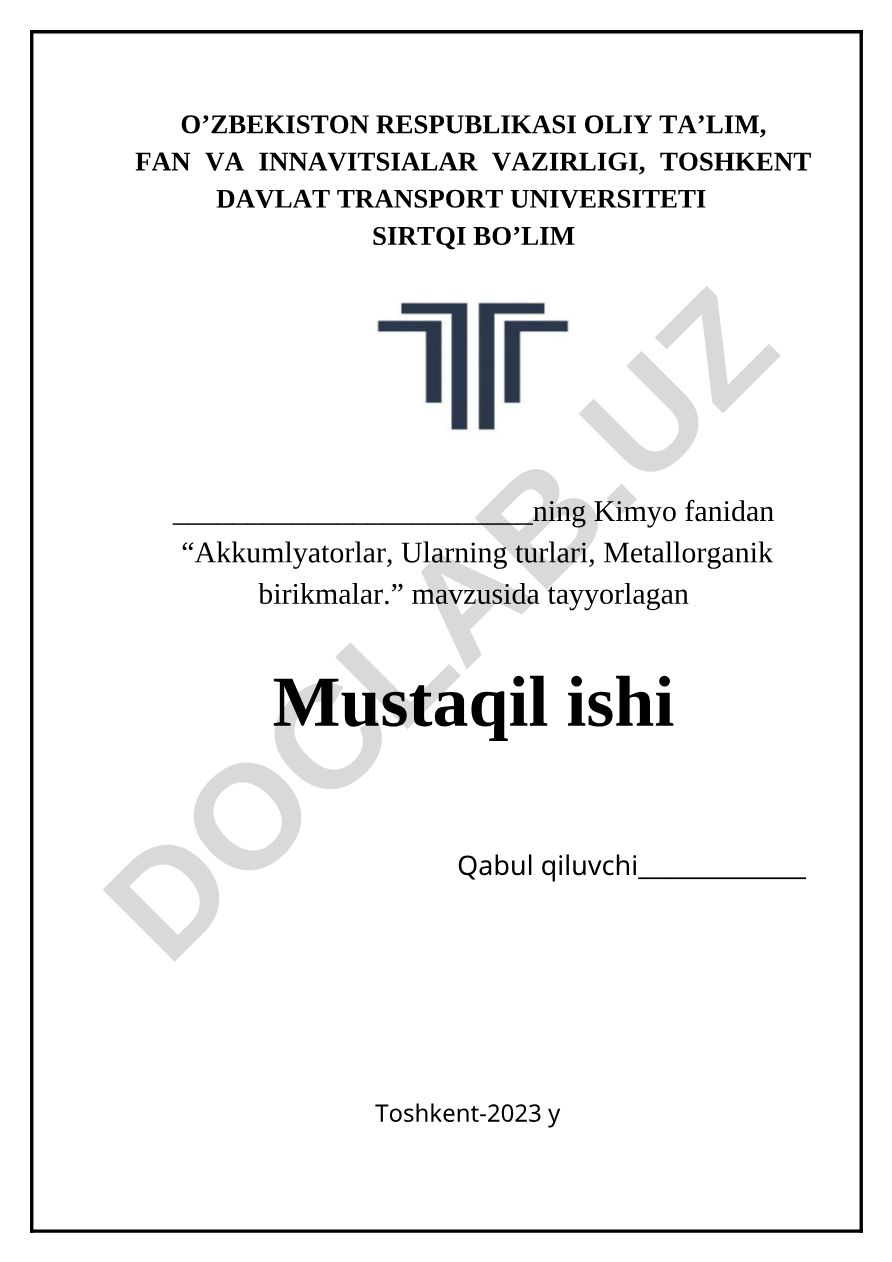 Akkumulyatorlar, Ularning turlari, Metallorganik birikmalar