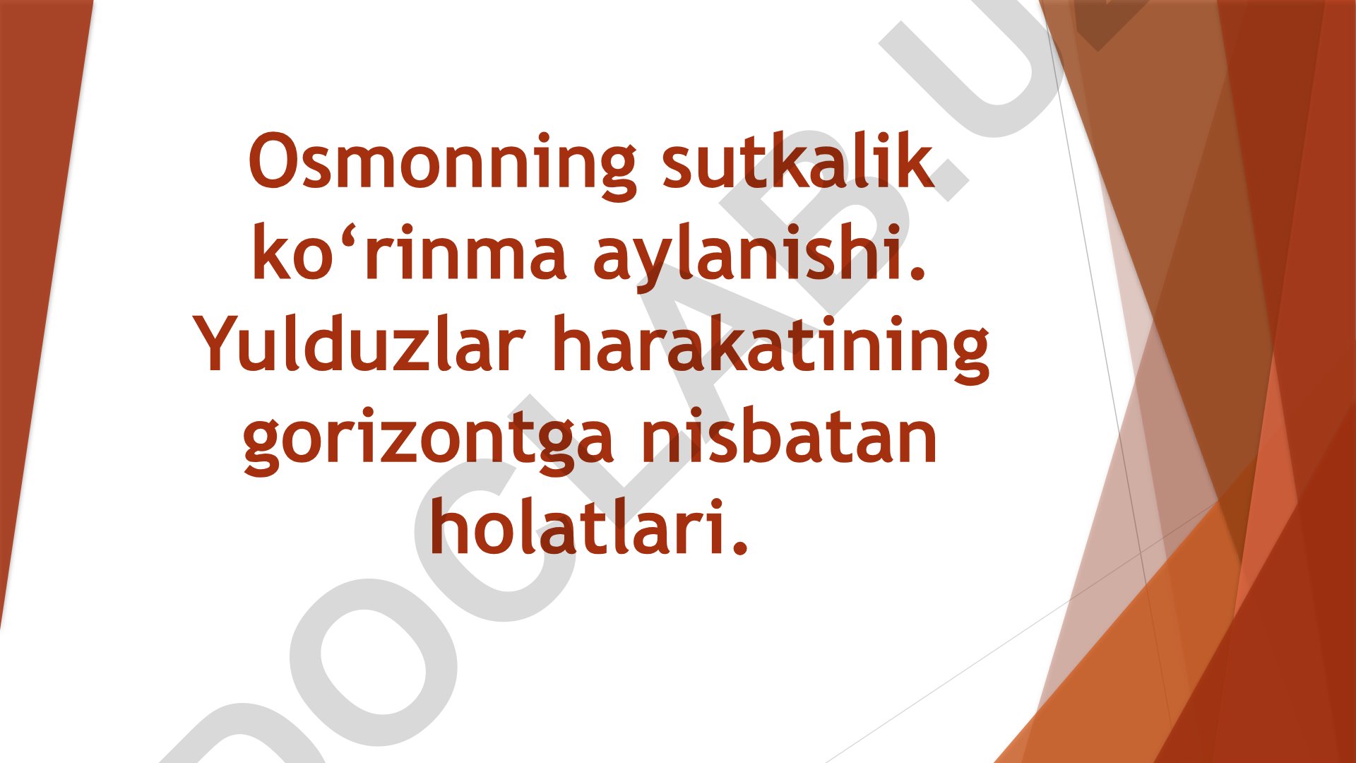 Osmonning sutkalik ko'rinma aylanishi va yulduzlarning gorizontga nisbatan harakati