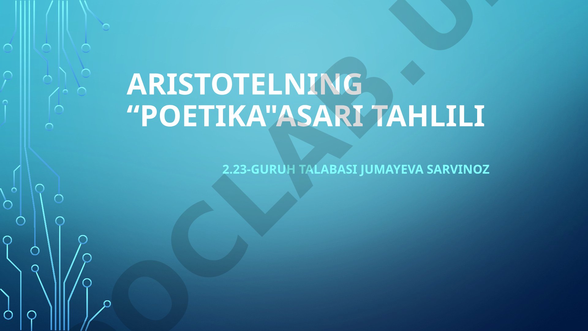 Aristotelning “Poetika” asari tahlili