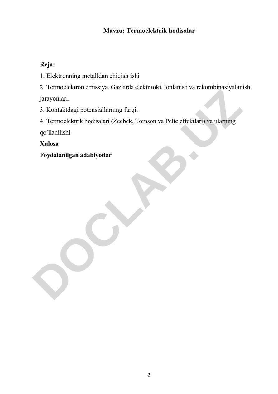 Termoelektrik hodisalar