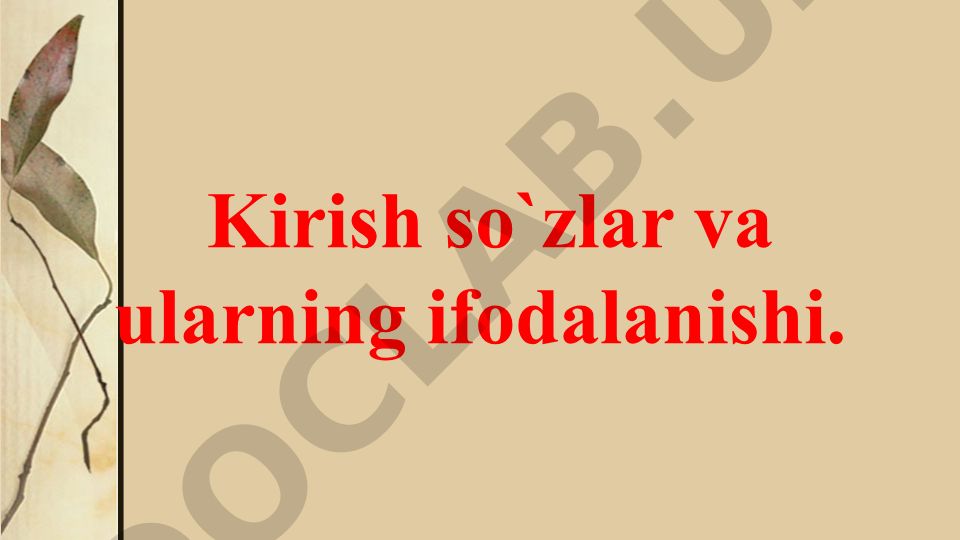 Kirish so'zlar va ularning uslubiy xususiyatlari