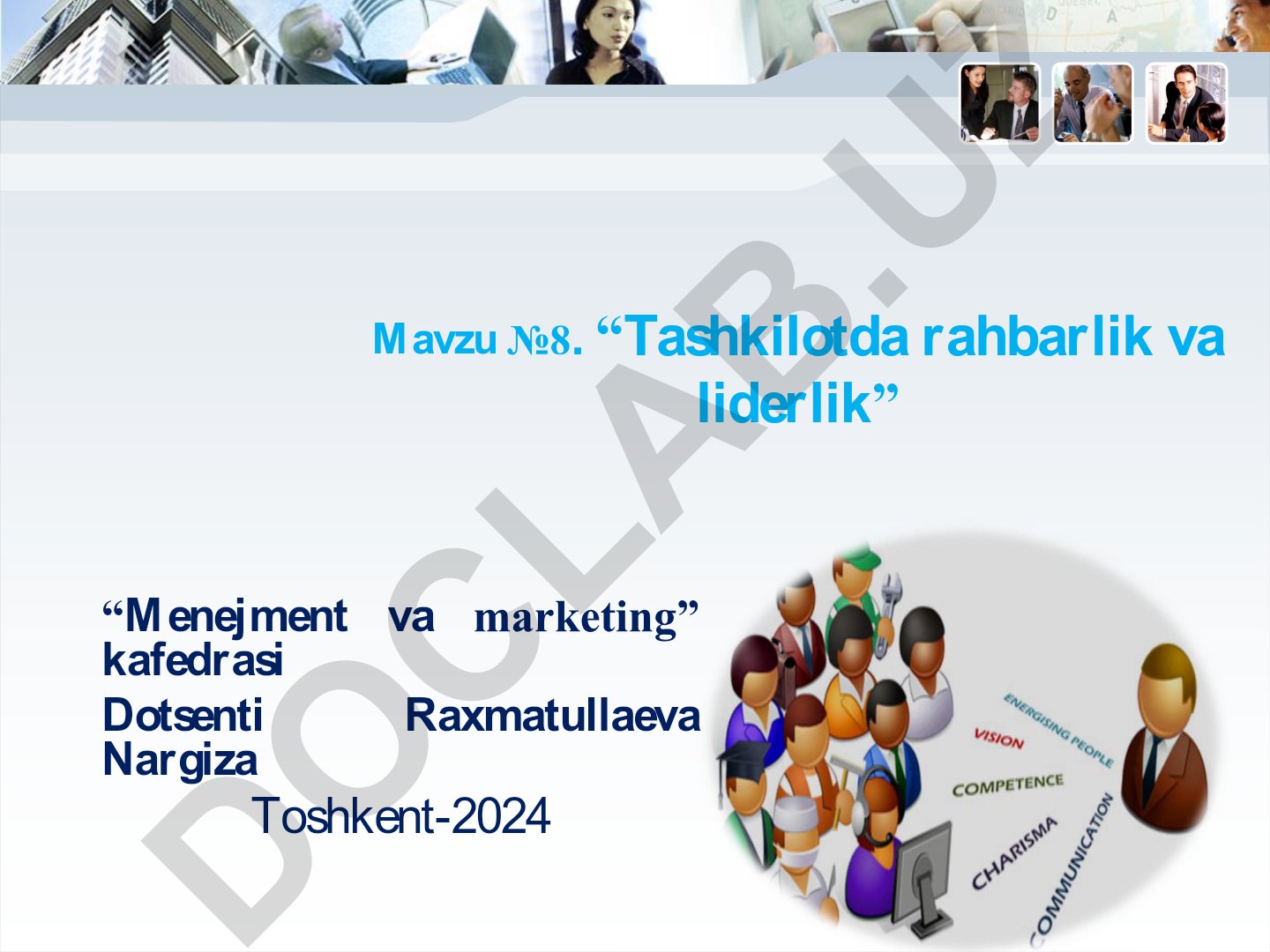 Tashkilotda rahbarlik va liderlik