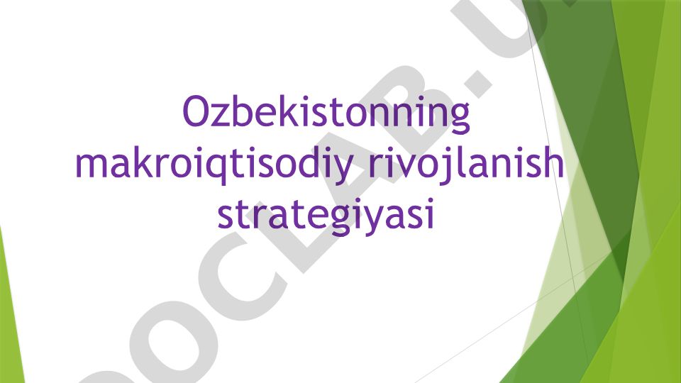 O'zbekistonning makroiqtisodiy rivojlanish strategiyasi