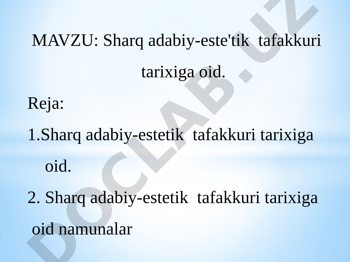 Sharq adabiy-estetik tafakkuri tarixiga oid