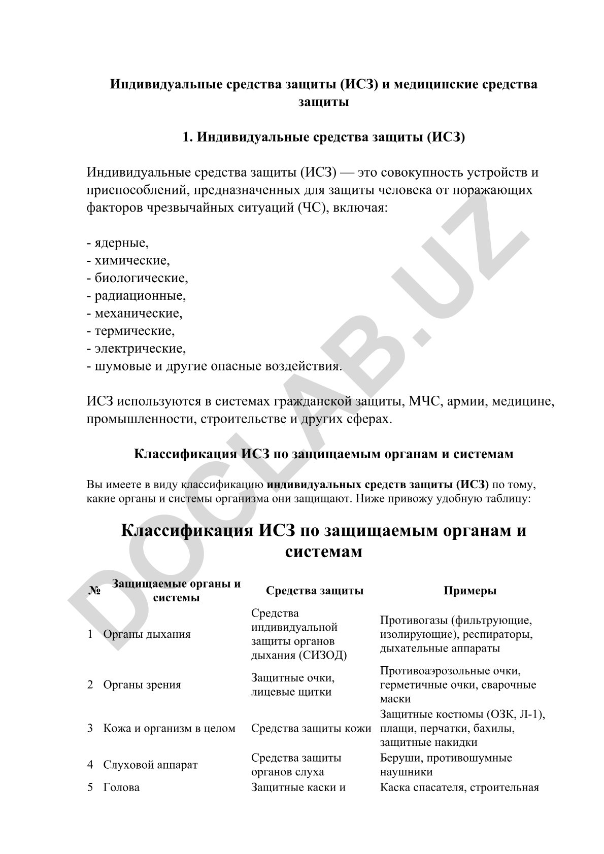 Индивидуальные средства защиты и медицинские средства защиты