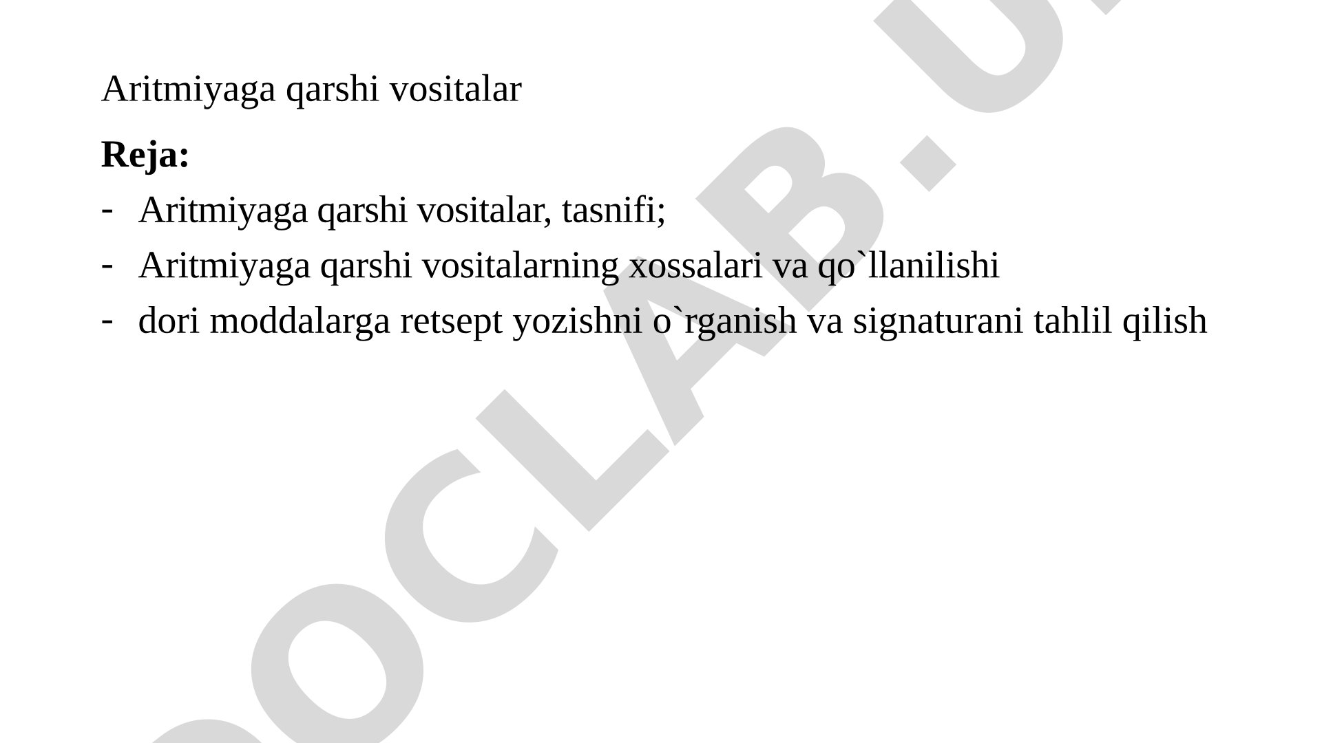 Aritmiyaga qarshi vositalar