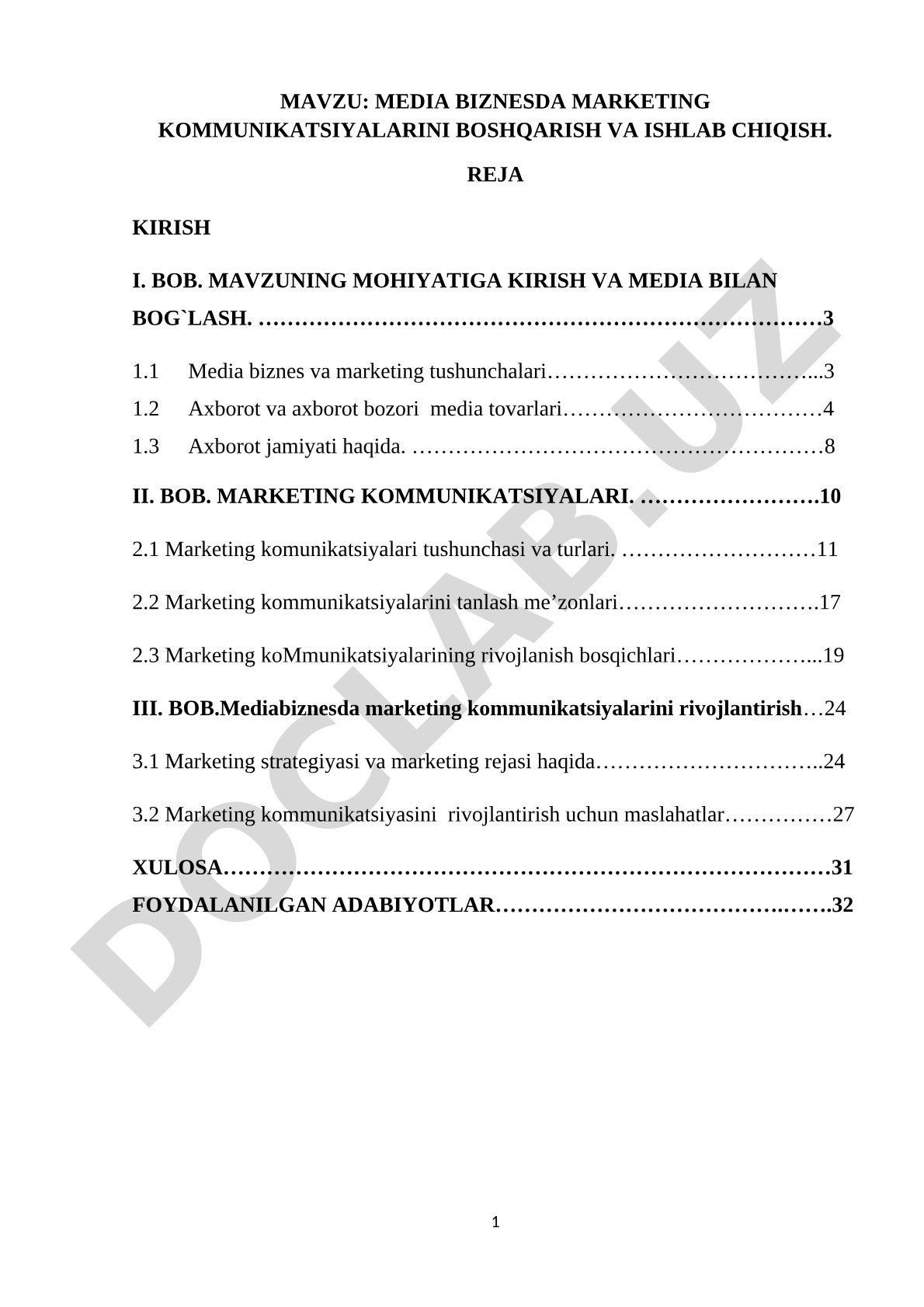 Media biznesda marketing kommunikatsiyalarini boshqarish va ishlab chiqish
