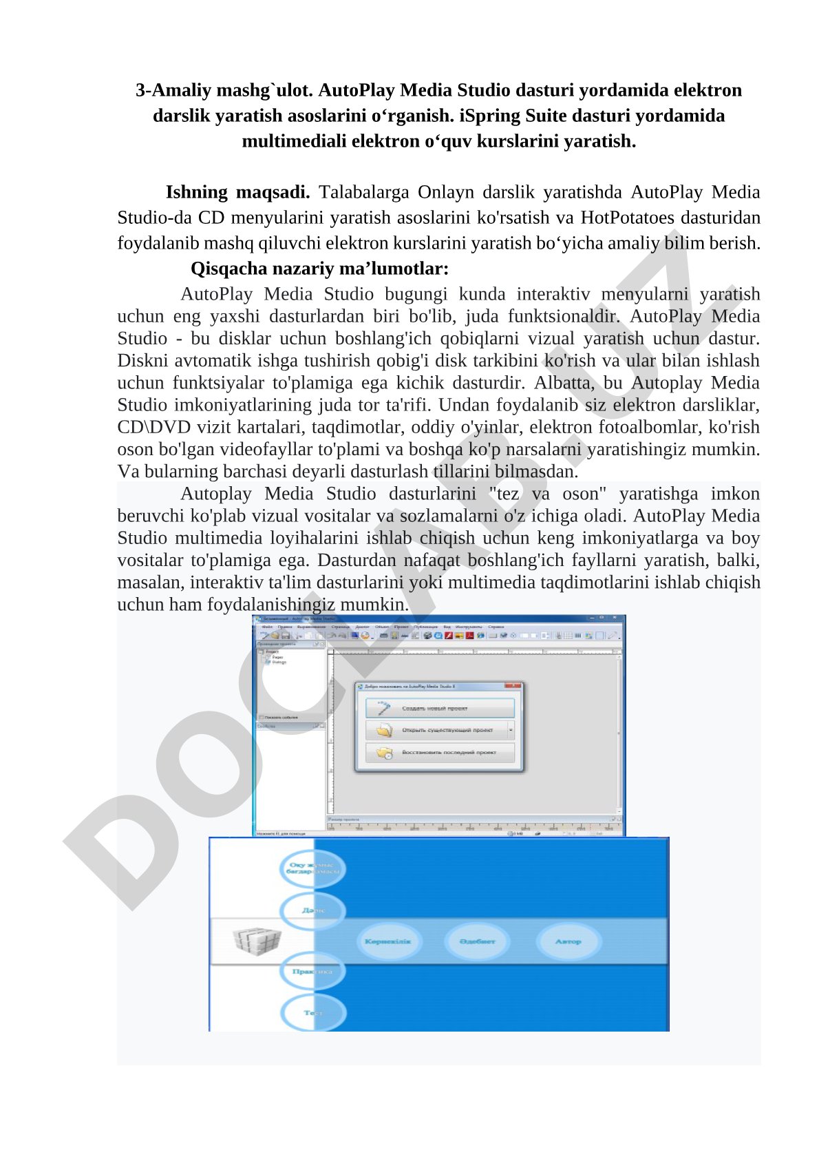 AutoPlay Media Studio va iSpring Suite dasturlari yordamida elektron darslik yaratish asoslari