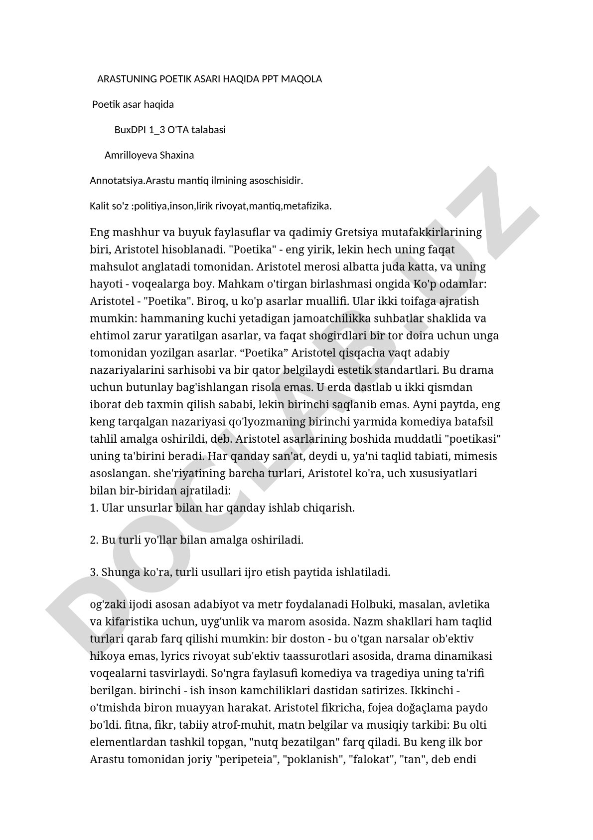 Arastuning poetik asari