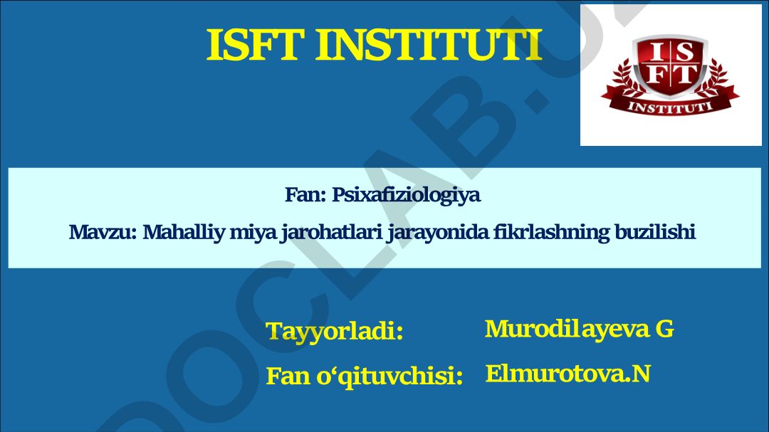 Mahalliy miya jarohatlari jarayonida fikrlashning buzilishi