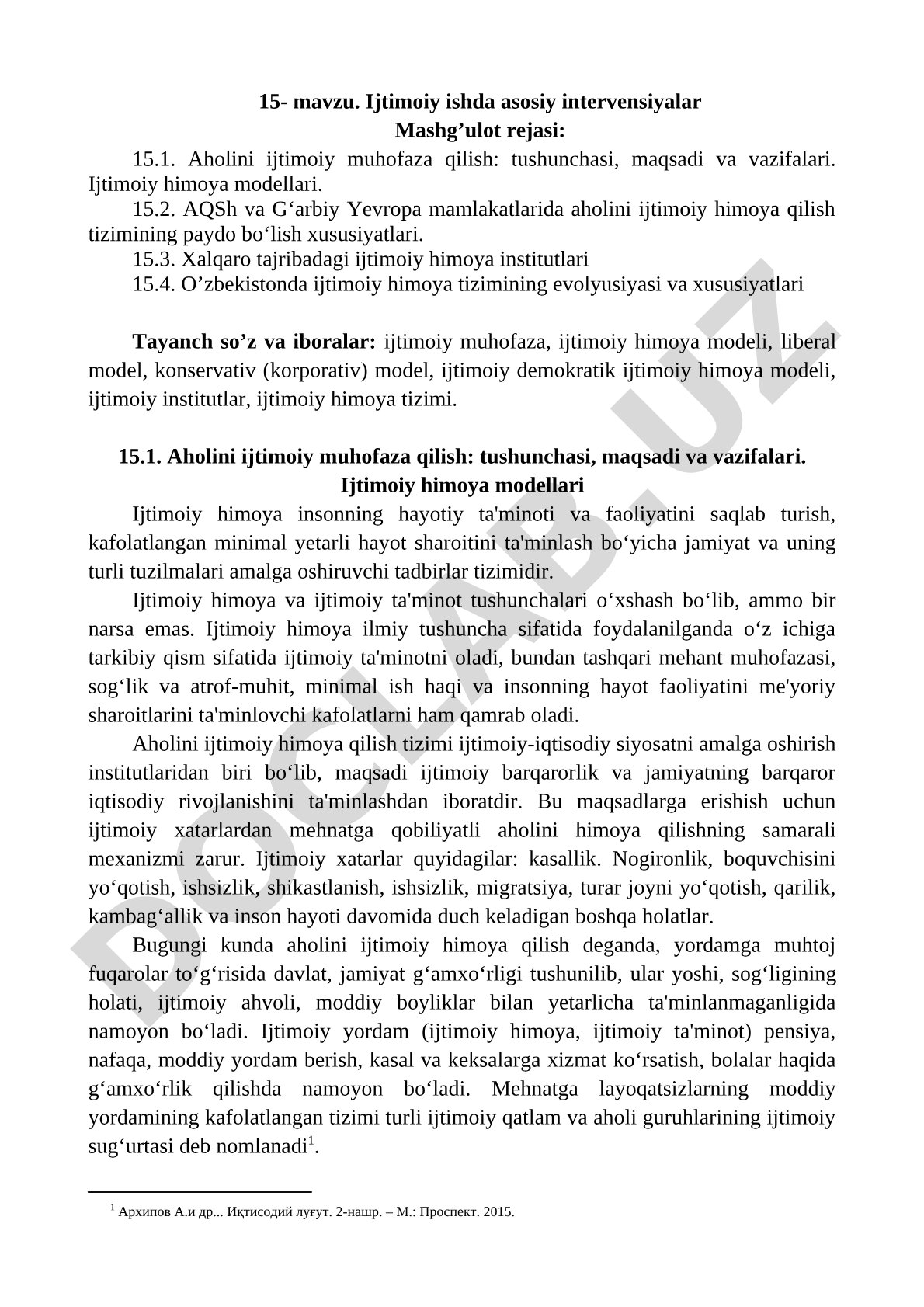 Ijtimoiy ishda asosiy intervensiyalar