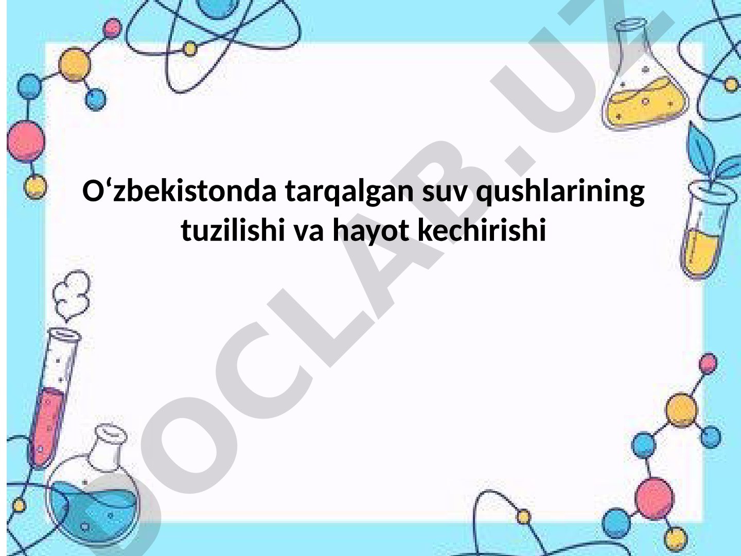 Oʻzbekistonda tarqalgan suv qushlarining tuzilishi va hayot kechirishi