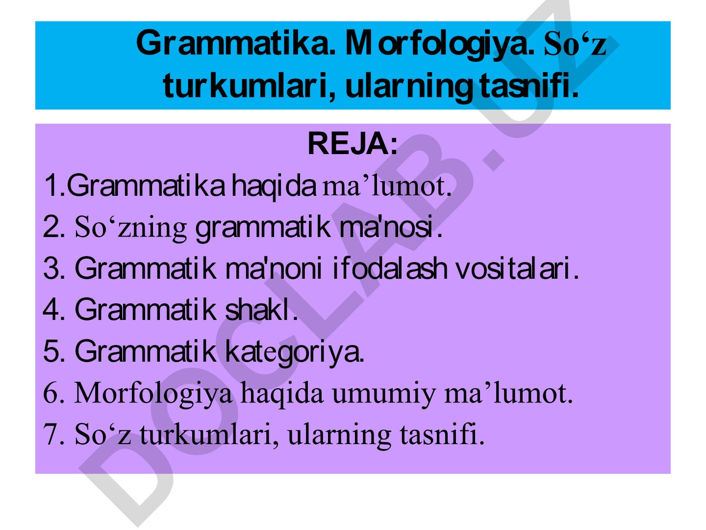 Grammatika va morfologiya: so'z turkumlari va ularning tasnifi