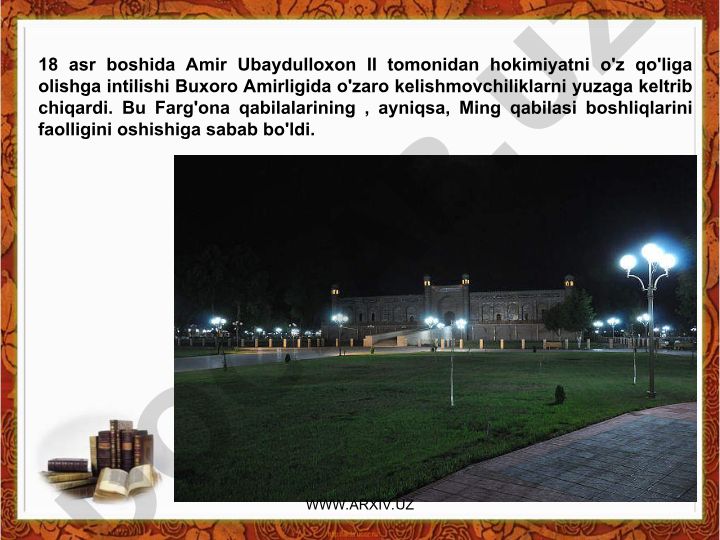 18-asrda Buxoro Amirligi va Farg'ona qabilalarining hokimiyat kurashi