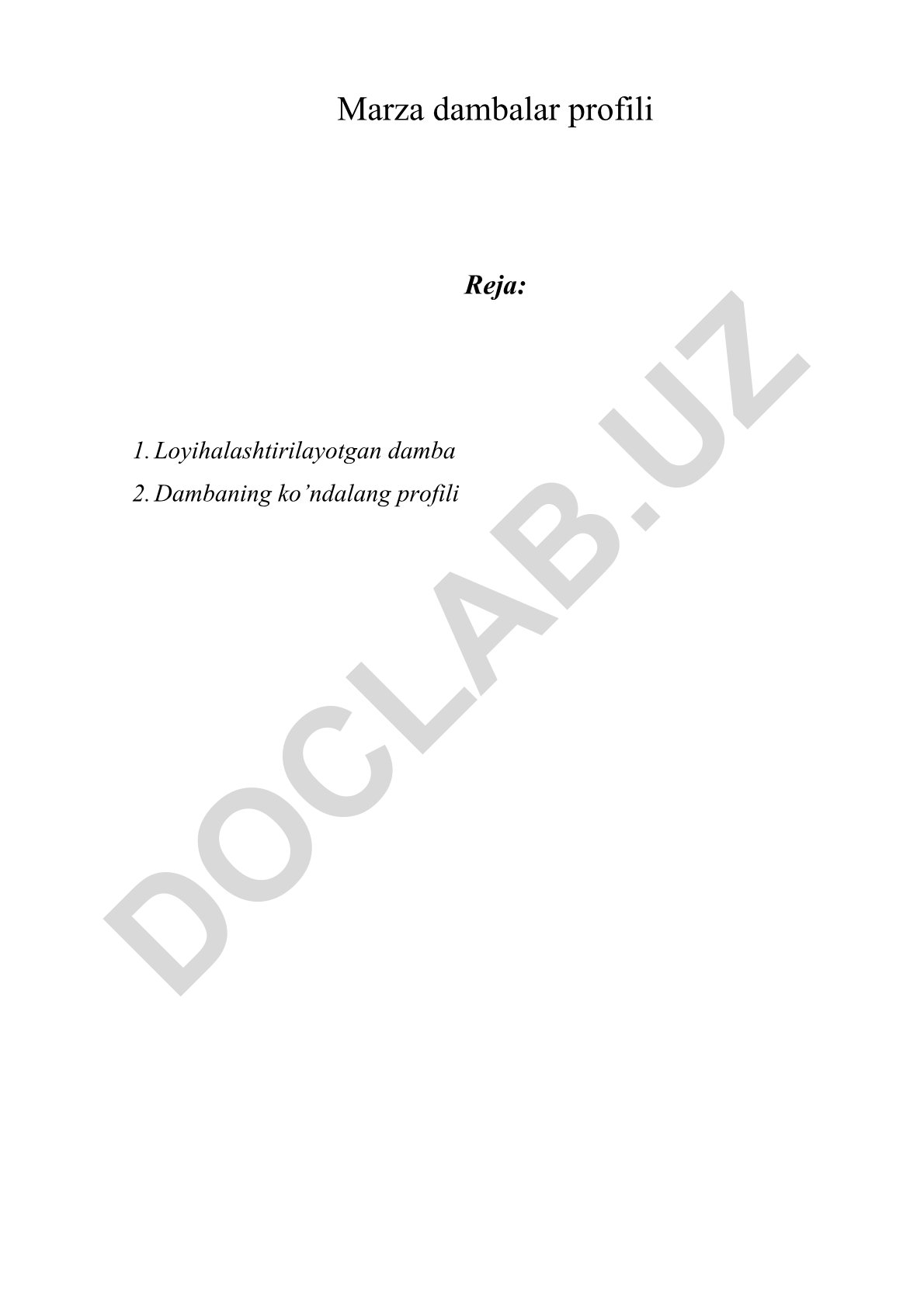 Marza dambalar profili va loyihalashtirish