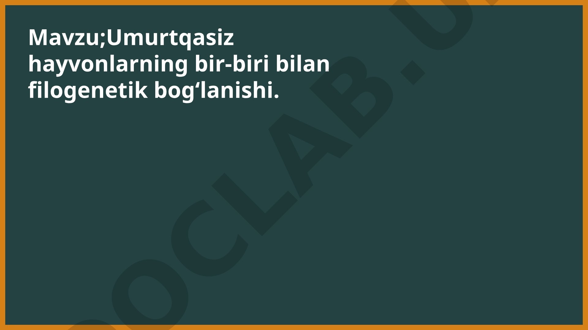 Umurtqasiz hayvonlarning bir-biri bilan filogenetik bogʻlanishi
