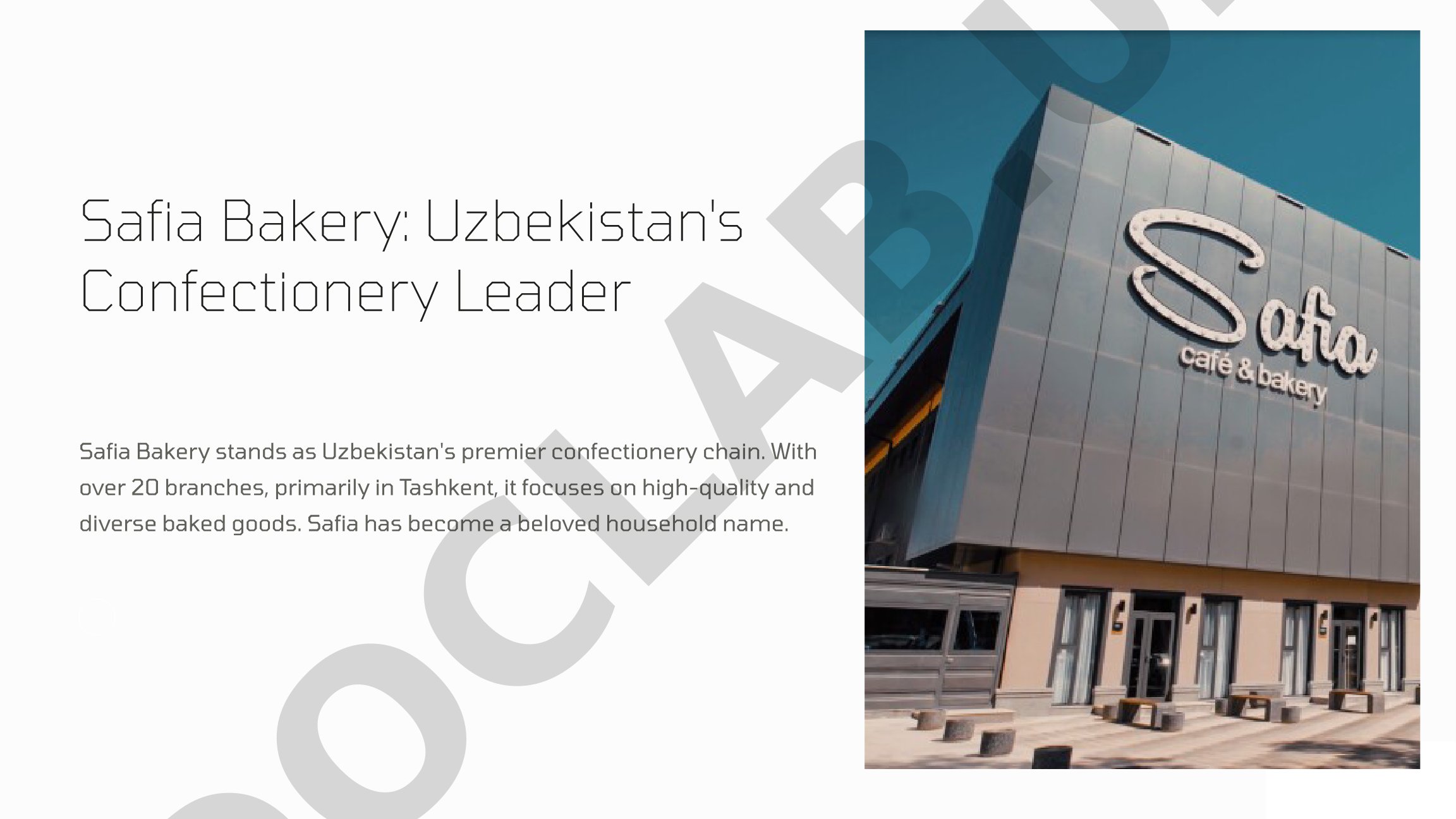 Safia Bakery: Uzbekistan's Confectionery Leader