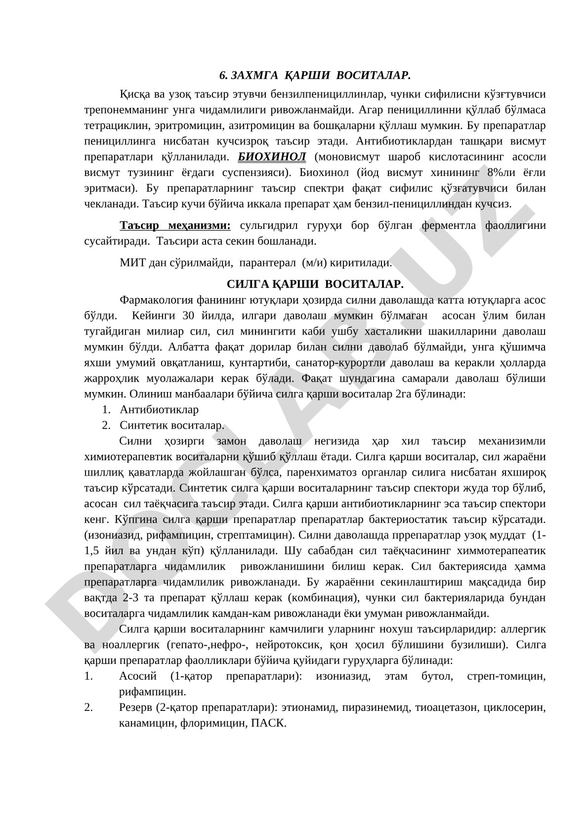ЗАХМГА ҚАРШИ ВОСИТАЛАР. Қисқа ва узоқ таъсир этувчи бензилпенициллинлар