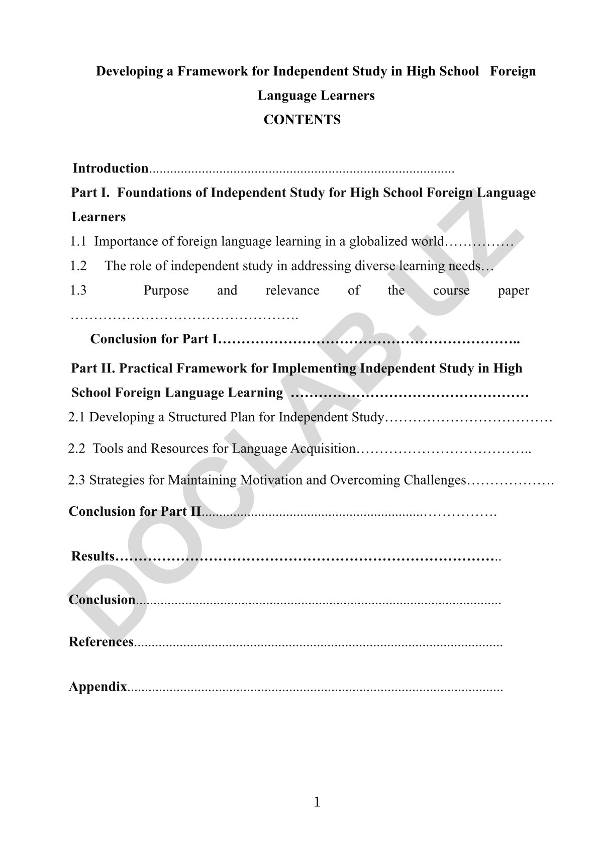 Developing a Framework for Independent Study in High School Foreign Language Learners