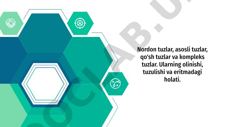 Nordon tuzlar, asosli tuzlar, qo'sh tuzlar va kompleks tuzlar